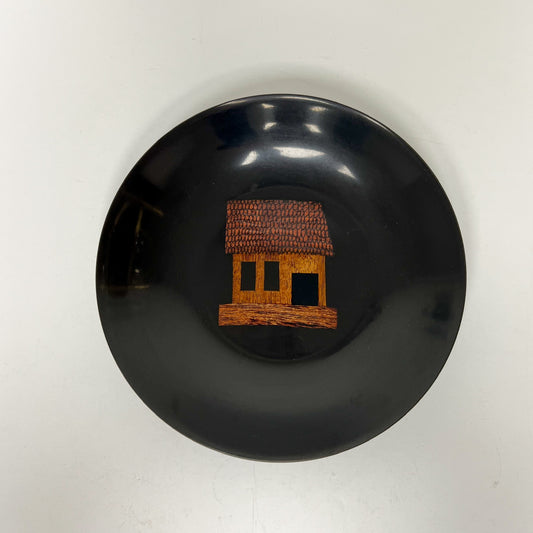 (26093) Vintage Couroc Bowl with Tiki Hut