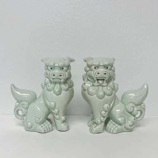 (27106) Pair of Celadon Foo Dogs