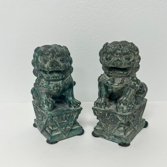 (21616) Pair of Verdigris Metal Foo Dogs