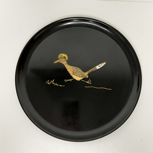 (26091) Vintage Round Couroc Road Runner Tray