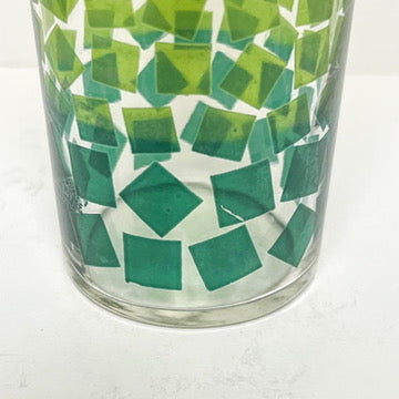 (22933) Set of Four Green Confetti Tumblers Signed Pokee