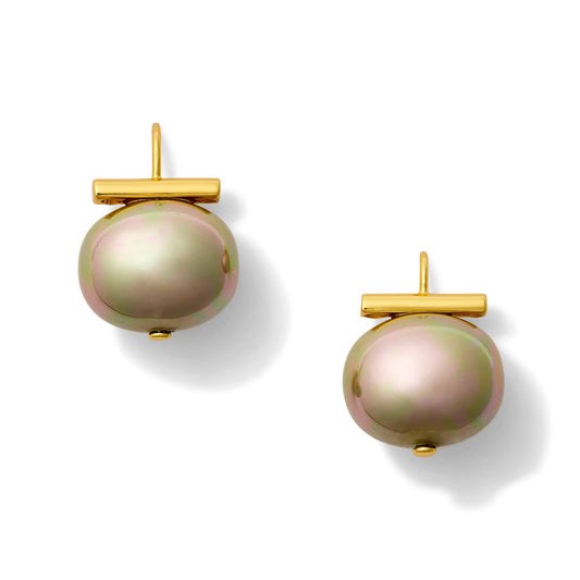 (27077) Biscuit Statement Making Pebble Pearl Earring