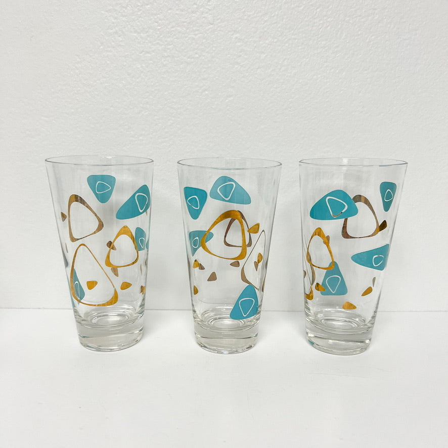 (26155) Set of Five Midcentury Atomic Amoeba Glasses