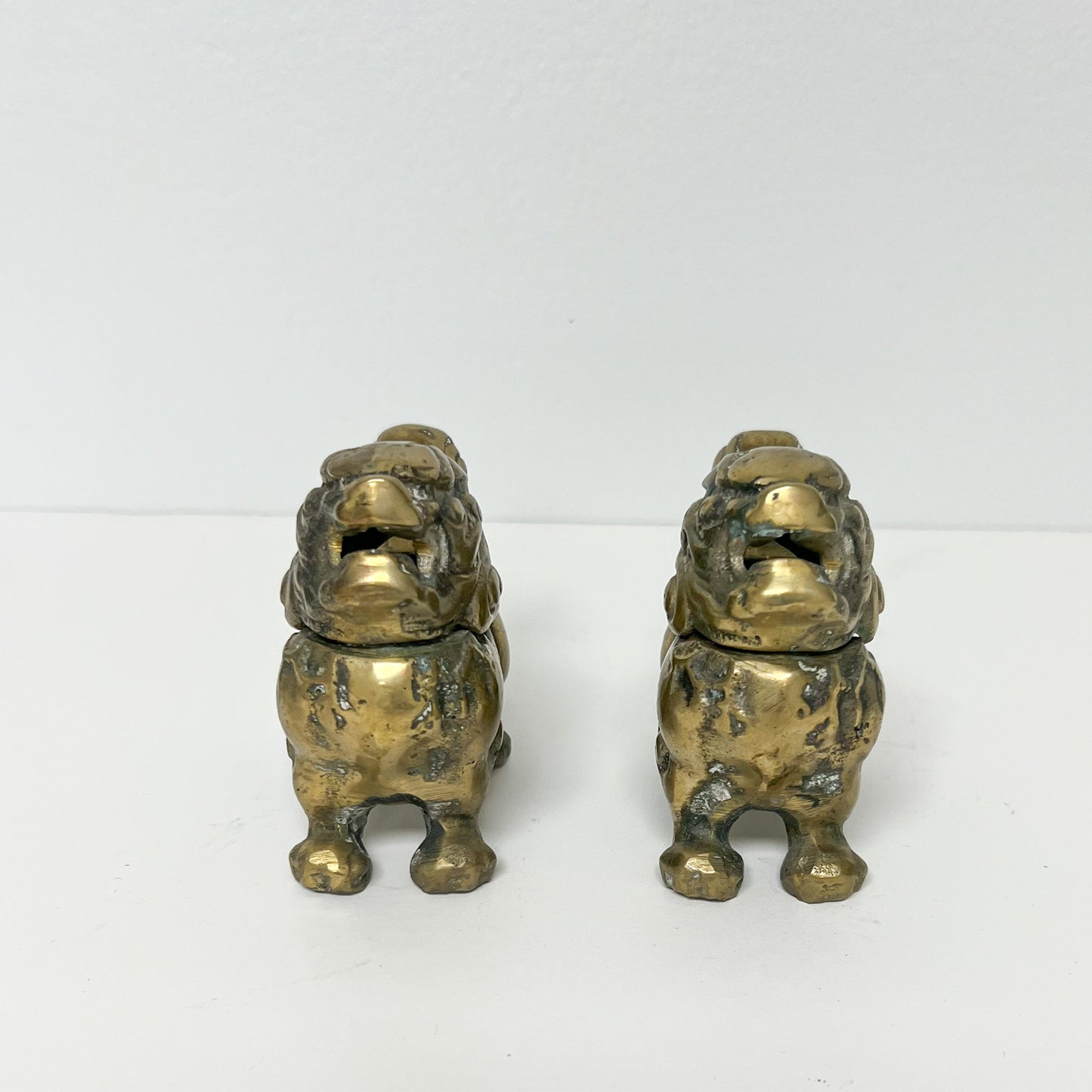 (25781) Pair of Vintage Brass Foo Dogs