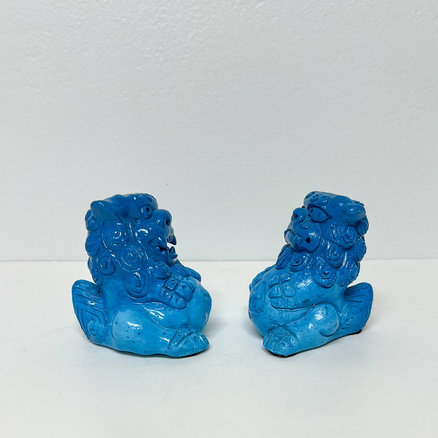 (21151) Pair 1970's Pier One Turquoise Foo Dogs