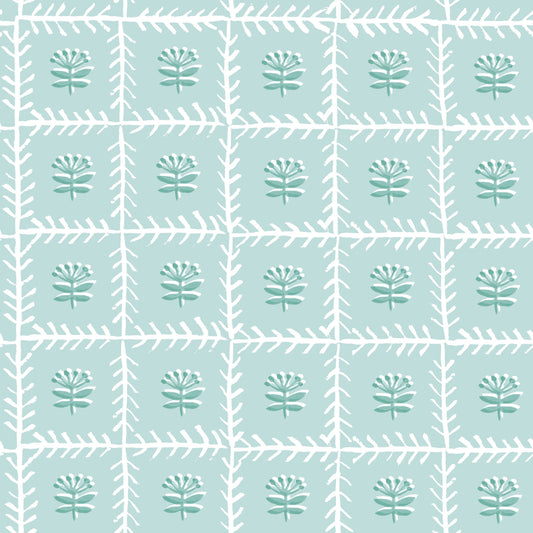(25965) TRELLIS MAHJONG AND GAME TABLECLOTH ~ SEAFOAM