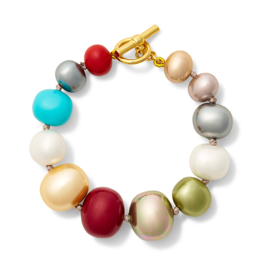 (27060) Rainbow Pebble Pearl Bracelet