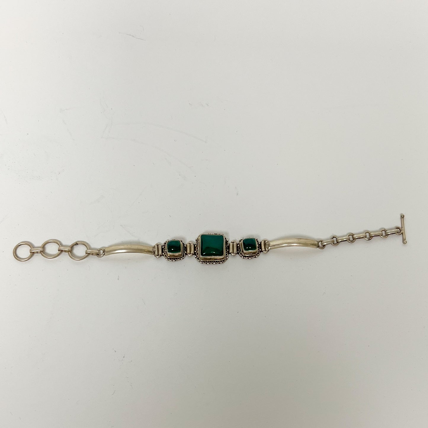 (26540) Midecntury Sterling Bracelet with Malachite