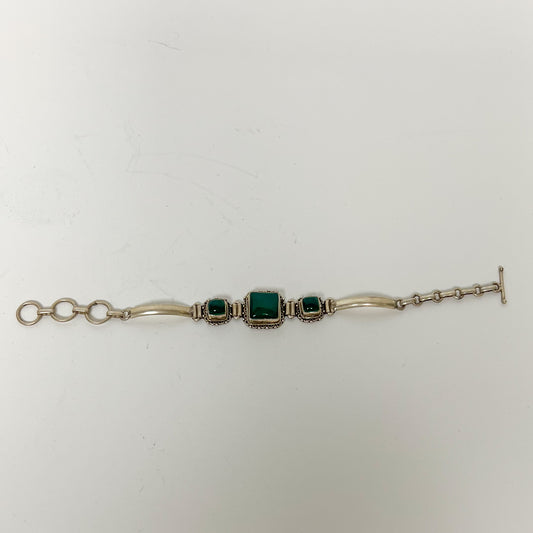 (26540) Midecntury Sterling Bracelet with Malachite