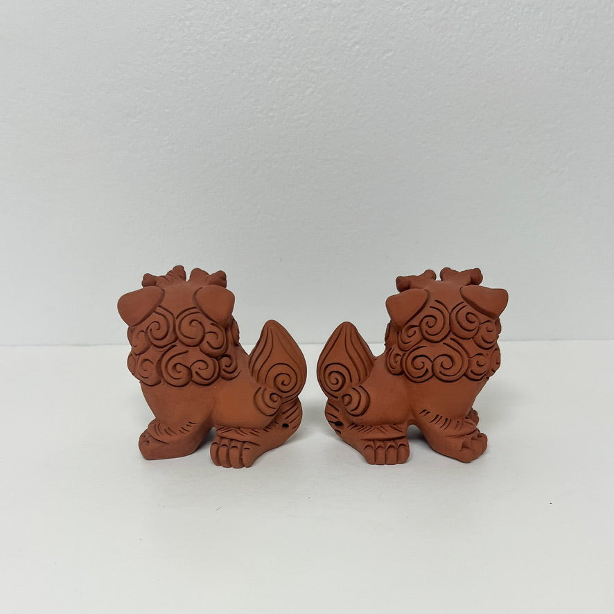 (21815) Pair of Small Terra Cotta Foo Dogs