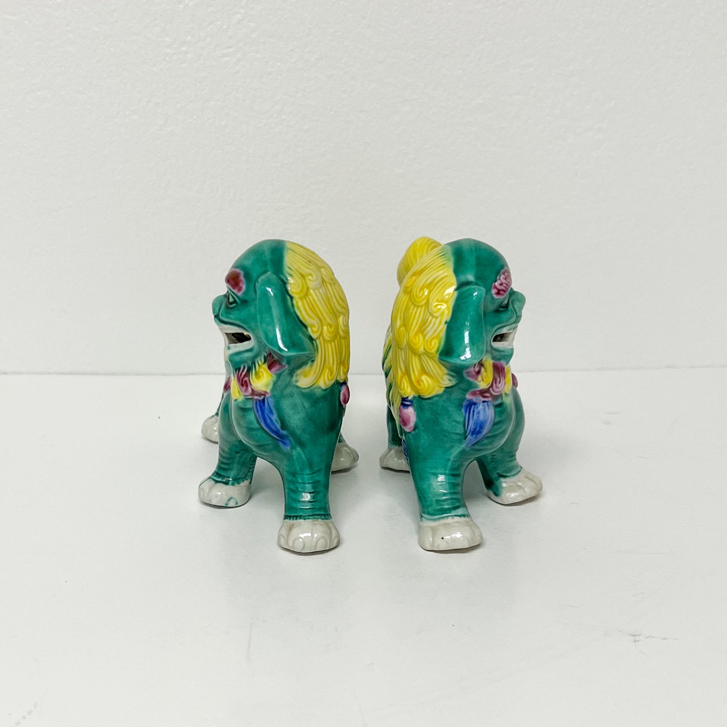 (21891) Pair of Green Foo Dogs on All Fours
