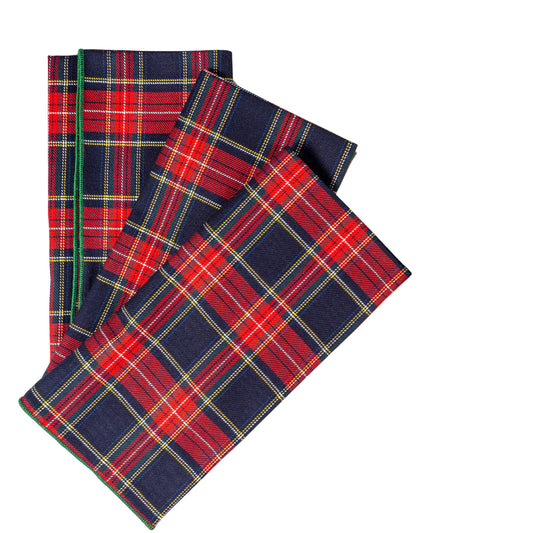 (25495) Set of Four Red Tartan Cloth Napkins
