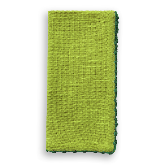 (25653) Knotted Edge Fern Cotton Napkin Green | Set of 4