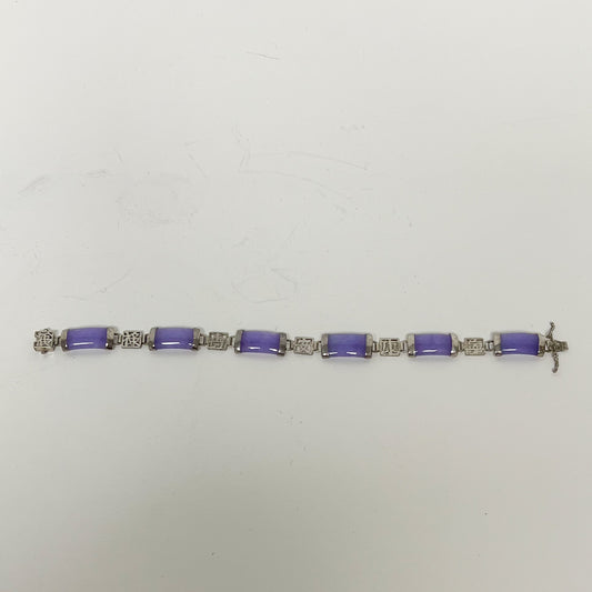 (26542) Vintage Sterling Bracelet with Lavender Jade Stones