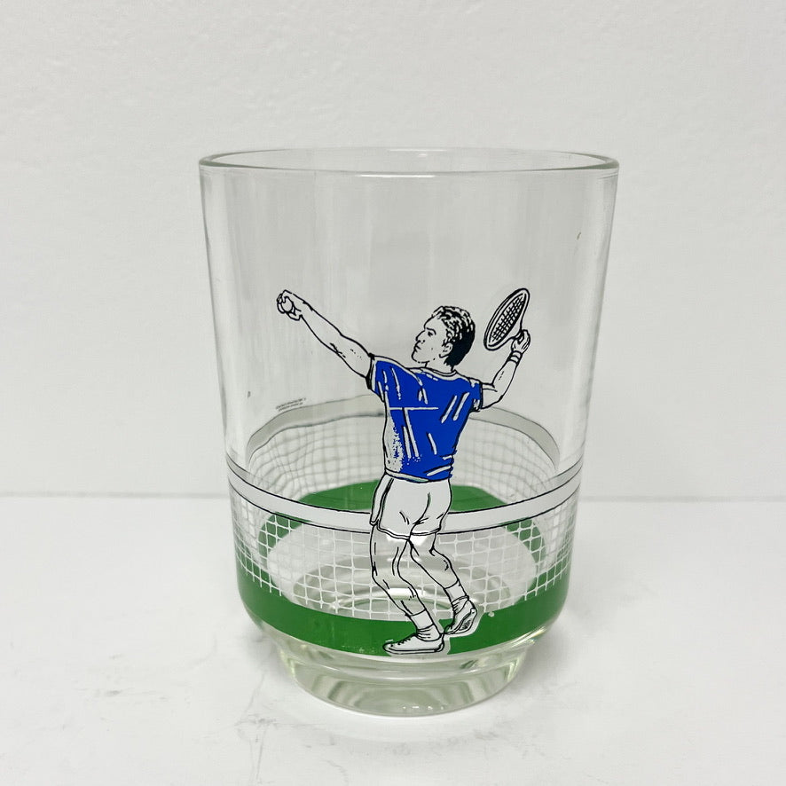 (18048) Set Of 4 Vintage Artmark Tennis Glasses Plus Ice Bucket
