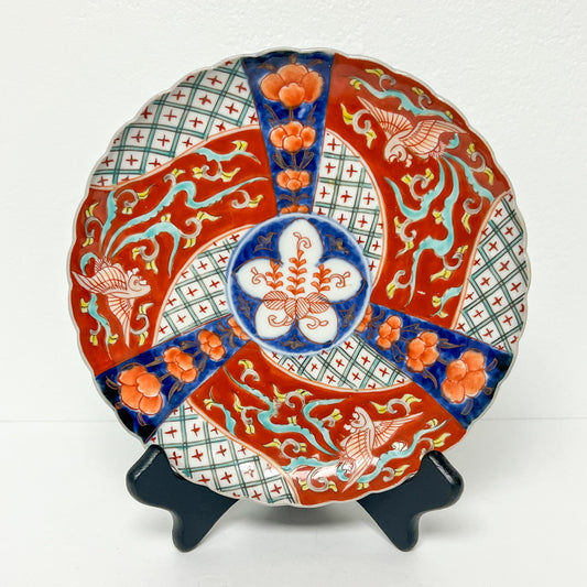 (25798) 19th Century Imari Plate With Spiral Bird Design