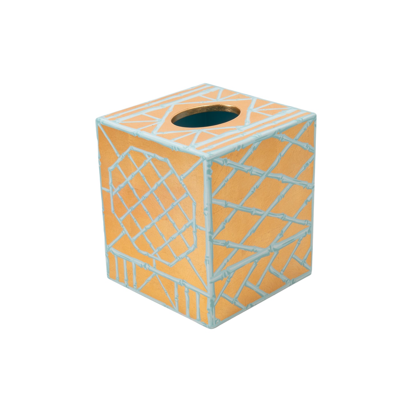 (26382) Bamboo Screen Robin's Egg Lacquer Tissue Box