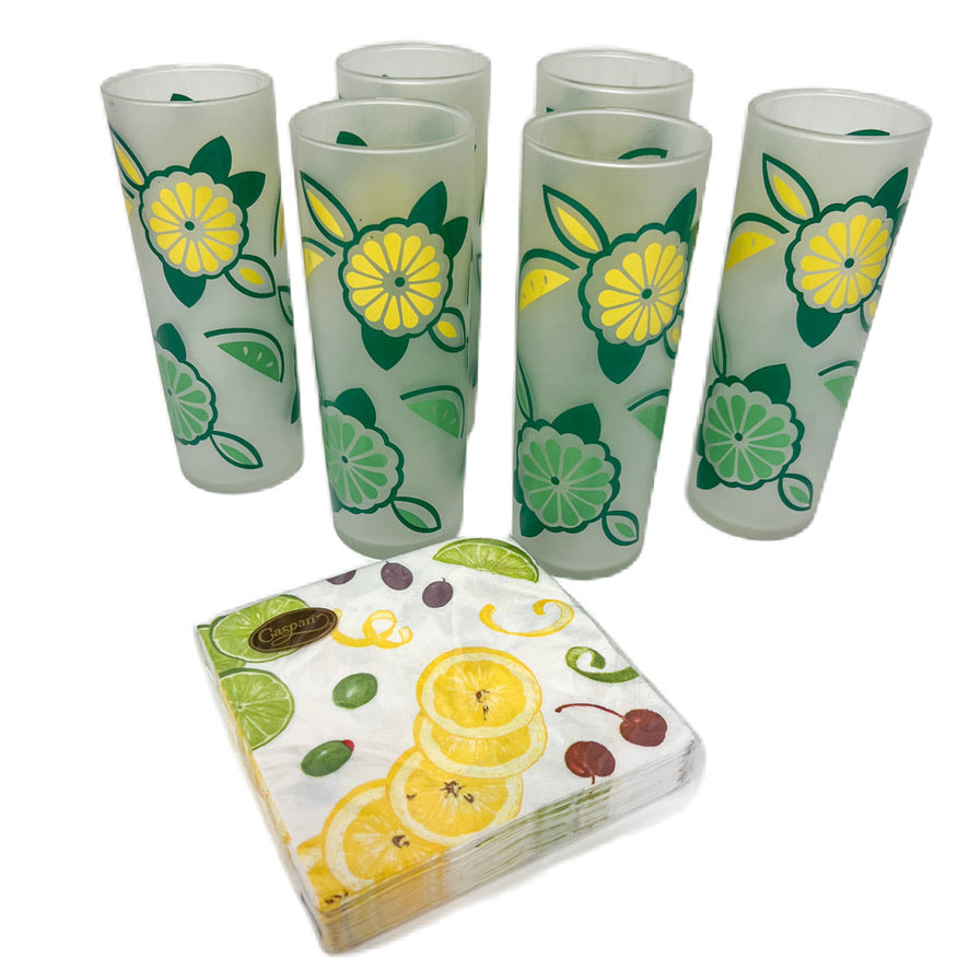 (23350) Set of Six Green and Yellow Floral Coolers