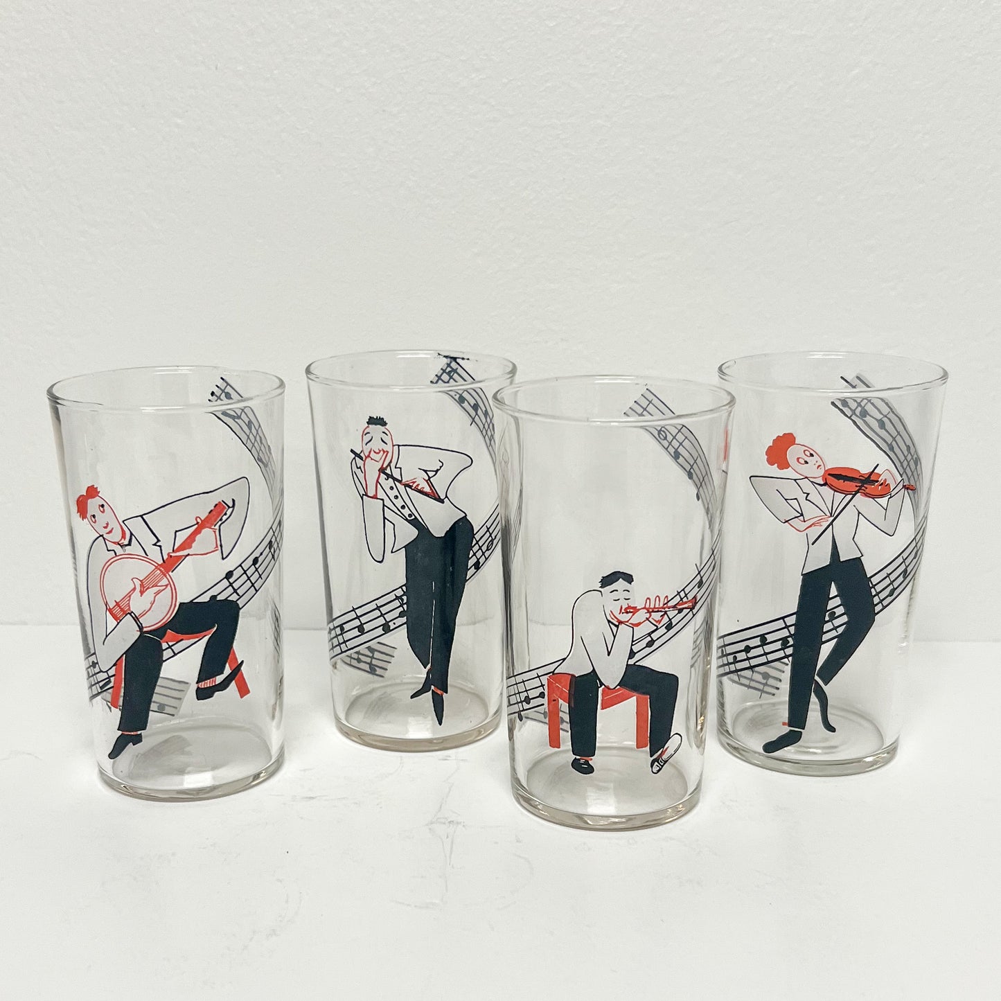 (24955) Set of Four Circa 1930'/40's Musician Glasses