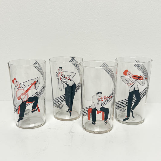 (24955) Set of Four Circa 1930'/40's Musician Glasses