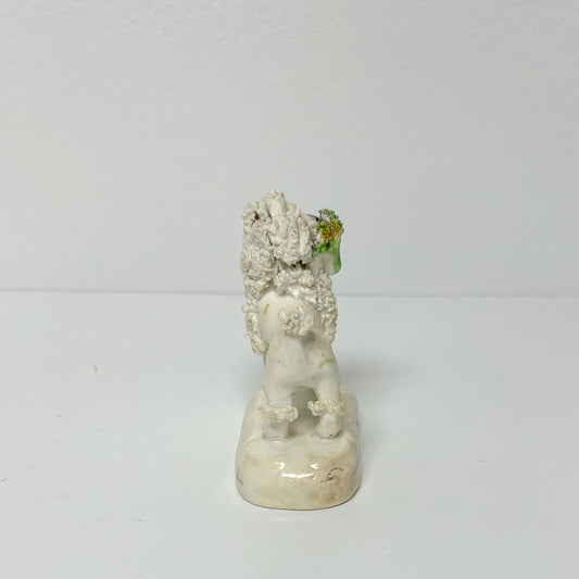 (26270) White Staffordshire Poodle with Basket