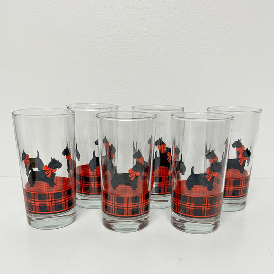 (26184) Set of Six Scottie Glasses