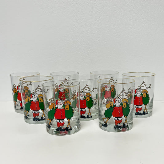(25239) Set of Eight Balfour Tipsy Santa Old Fashioneds
