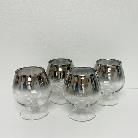 (23514) Set of Four Midcentury Silver Fade Snifters