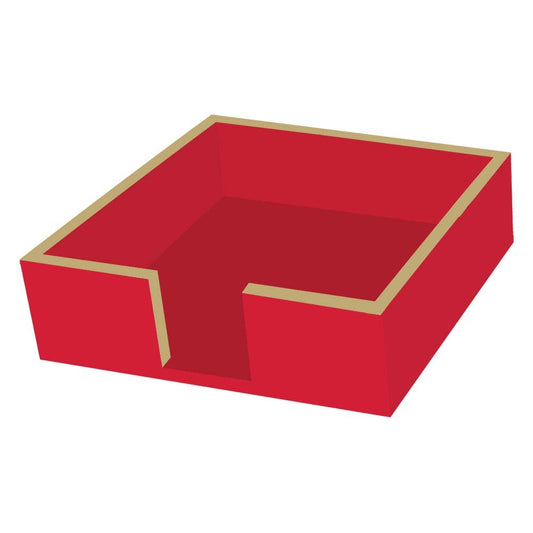(25505) Cocktail Napkin Red Wood Caddy