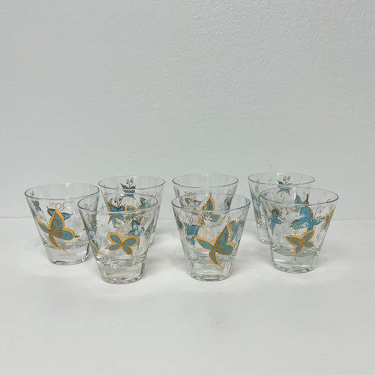 (20966A) Seven Small Butterfly Whiskey Glasses By Psyche