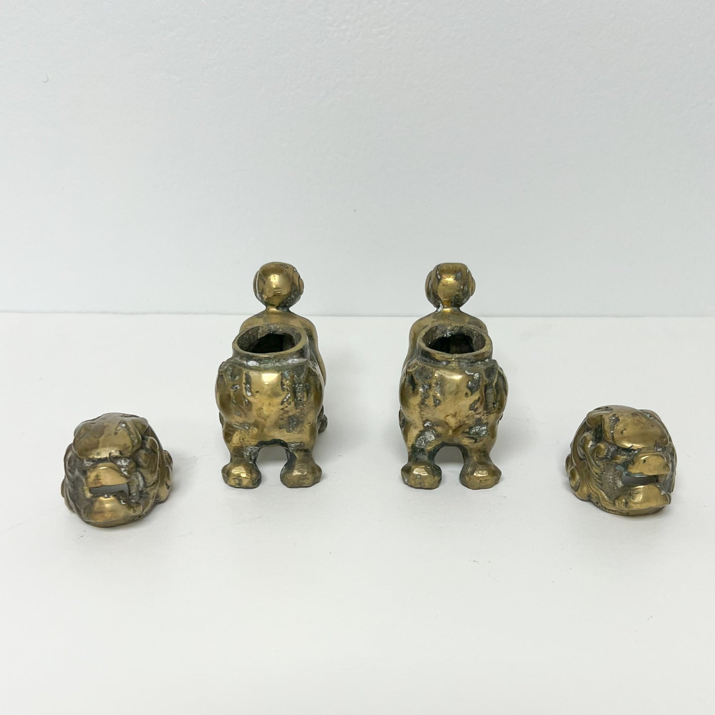 (25781) Pair of Vintage Brass Foo Dogs