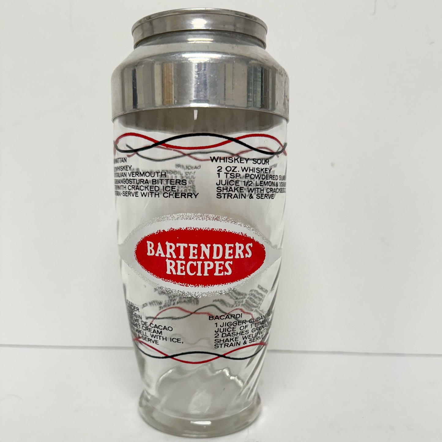 (20257) Midcentury Red Recipe Cocktail Shaker