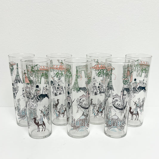 (21618) Set of Seven World Tour Collins Glasses