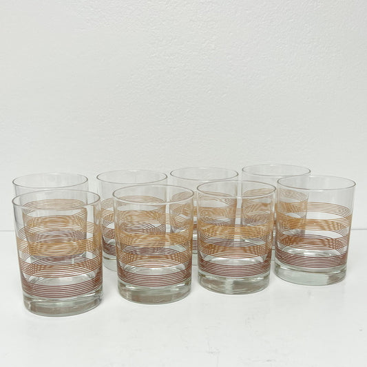 (26084) Set of Eight Striped Old Fashioneds Circa 1970