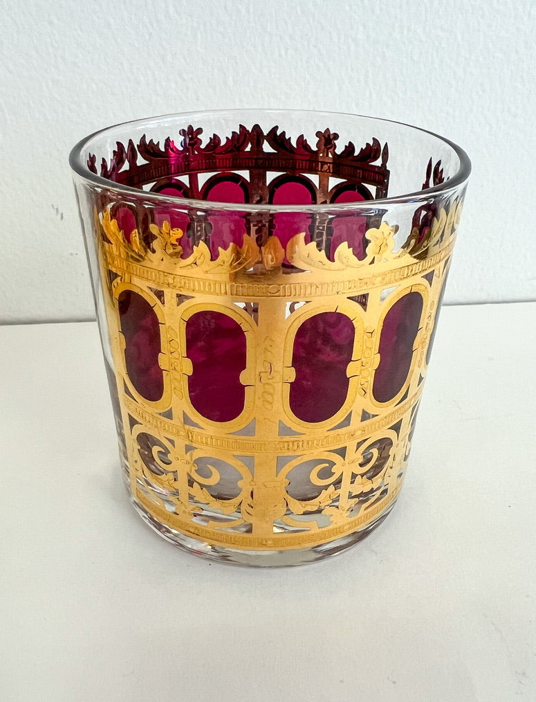 (21631) Set of Eight Culver Cranberry Rocks Glasses