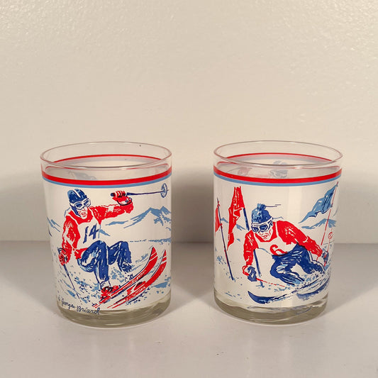 (24766) Set of Two Georges Briard Skier Old Fashioneds