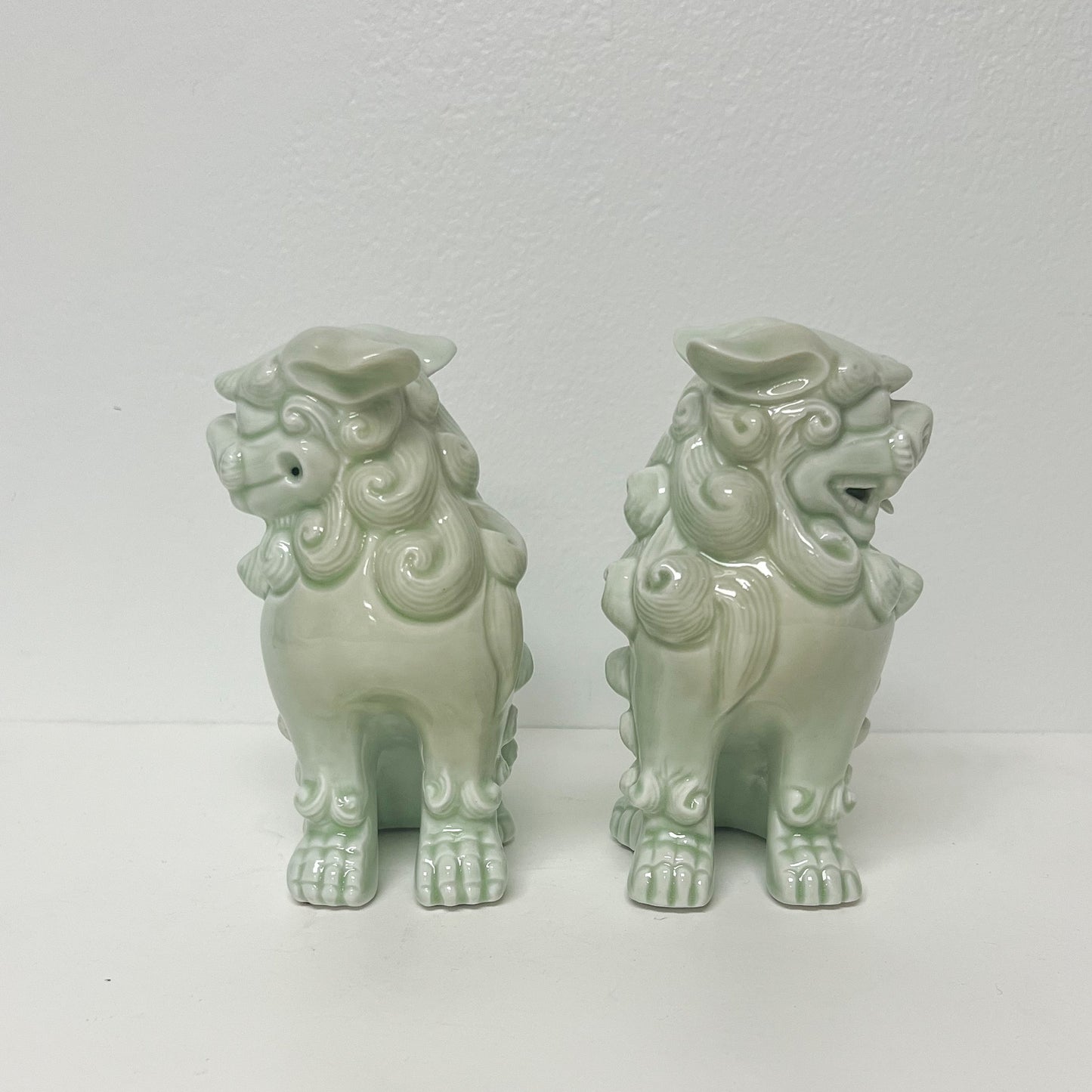 (27106) Pair of Celadon Foo Dogs
