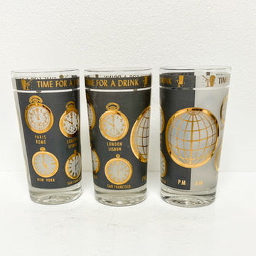 (21853) Set of Six Midcentury Tumblers "Time for a Drink"