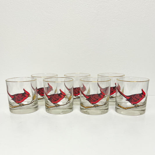 (25580) Set of Seven Vintage Couroc Cardinal Rocks Glasses