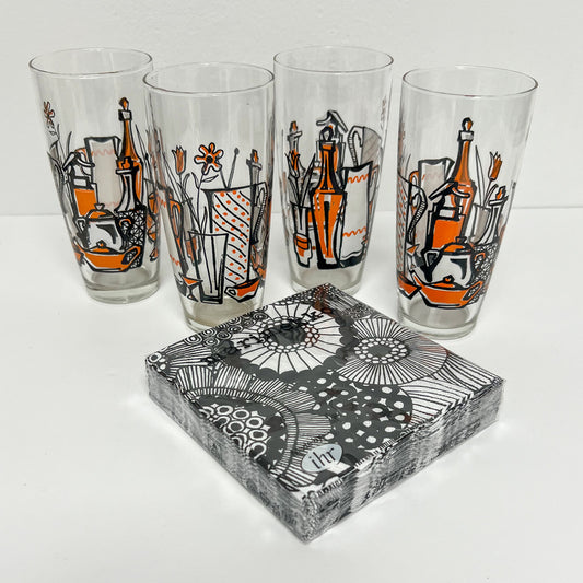 (23334) Set of Four Orange Midcentury Tumblers