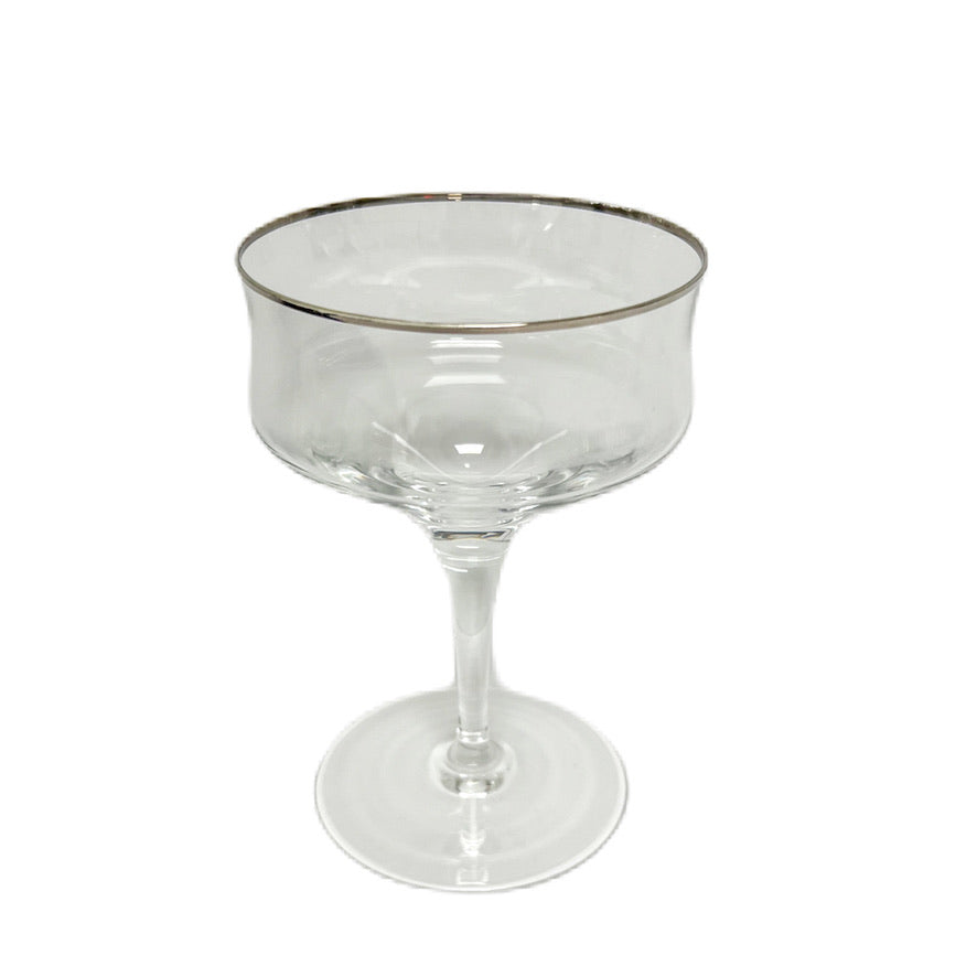 (23315) Set of Seven Midcentury Platinum Rimmed Coupes