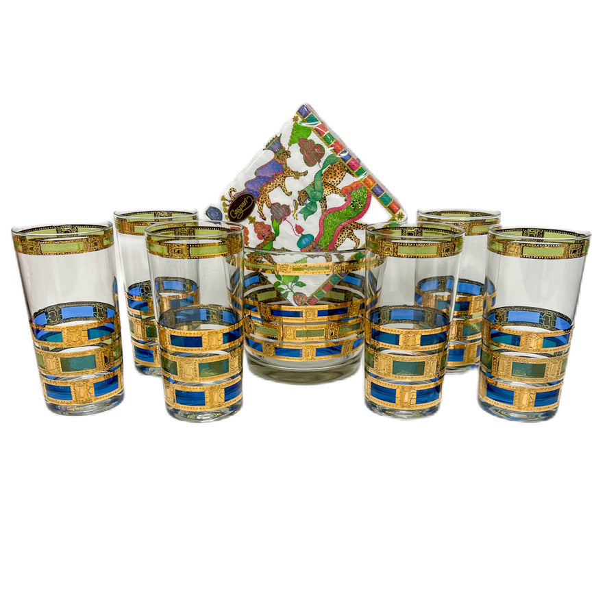 (23302) Set of Six Culver Empress Tumblers with Matching Ice Bucket
