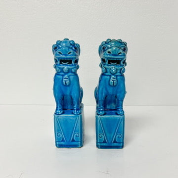 (25896) Pair App. 6" Turquoise Foo Dogs ca. 1920