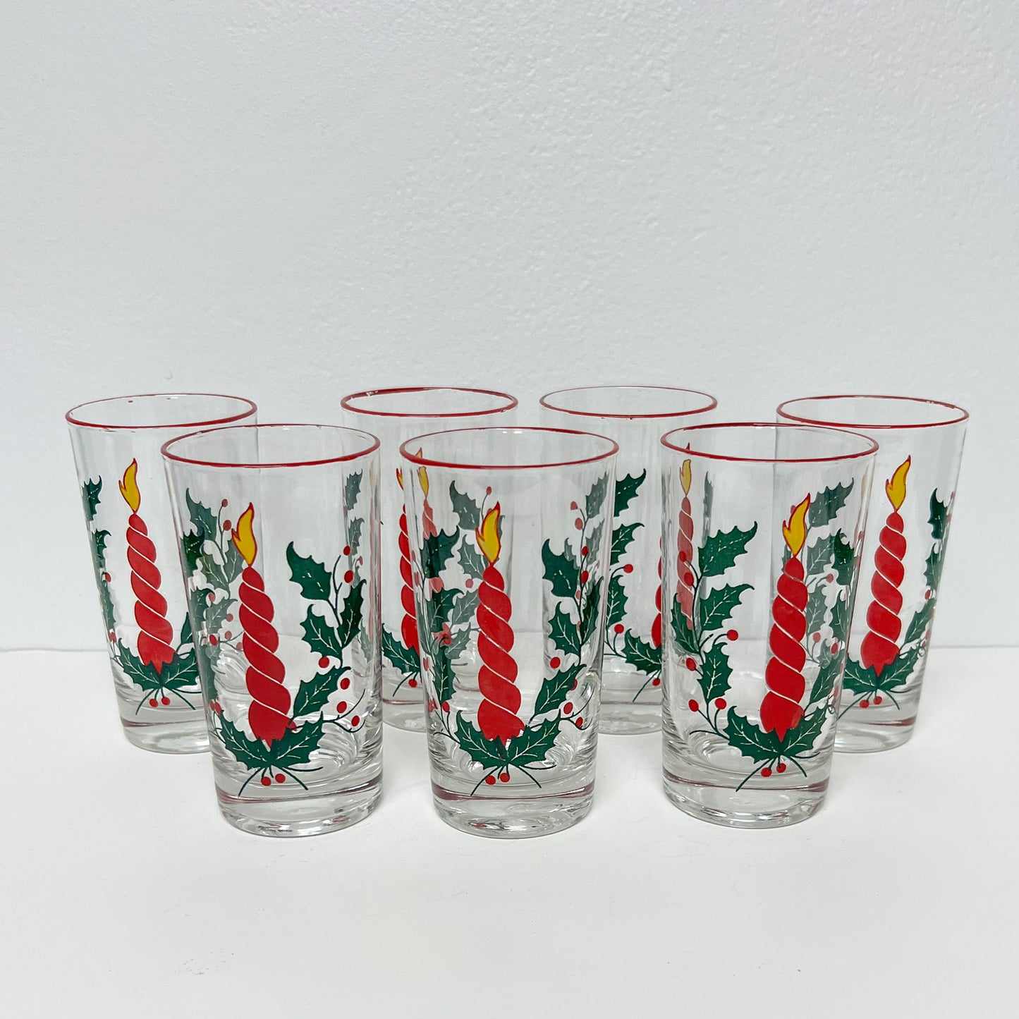 (25720) Set of Seven Federal Holiday Glasses with Candles