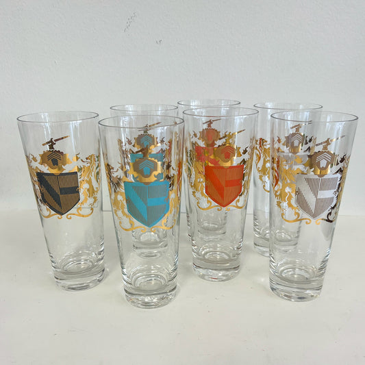 (21969) Set of Seven MIdcentury Coat of Arms Coolers