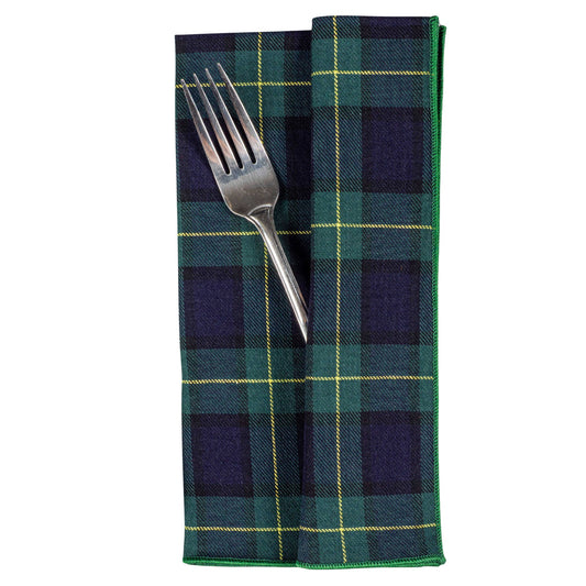 (25493) Set of Four Forest Green Tartan Cloth Napkins