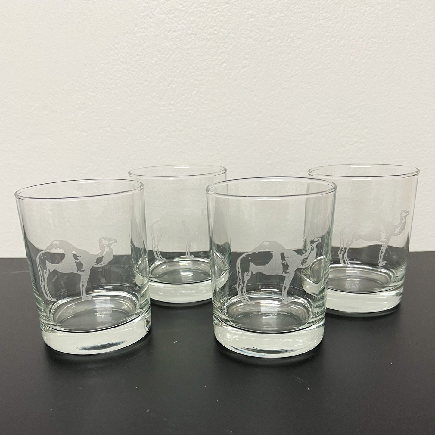(26452) Set of Four Etched Camel Old Fashioneds