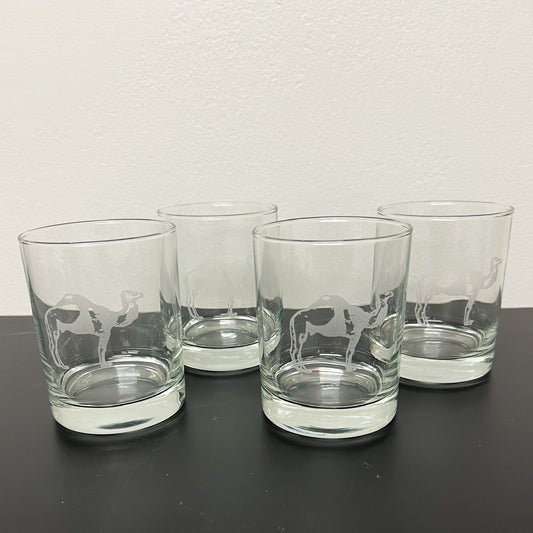(26452) Set of Four Etched Camel Old Fashioneds