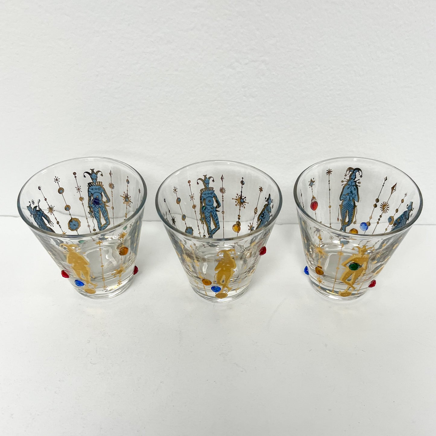 (22363) Set of Six Harlequin Jeweled Whiskey Glasses