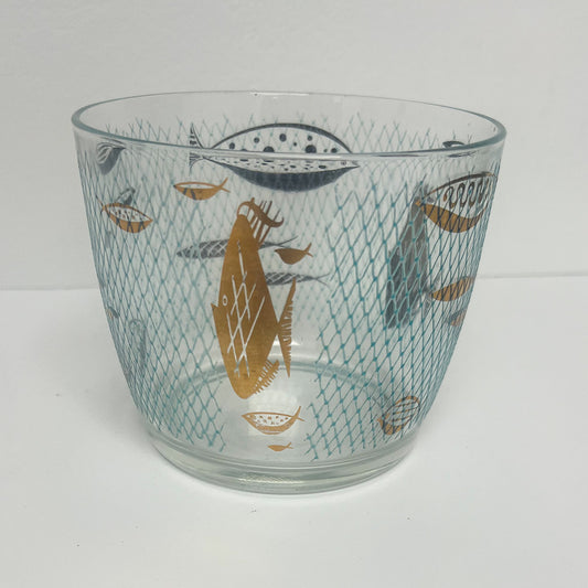 (23714) Atomic Turquoise and Gold Fish Ice Bucket